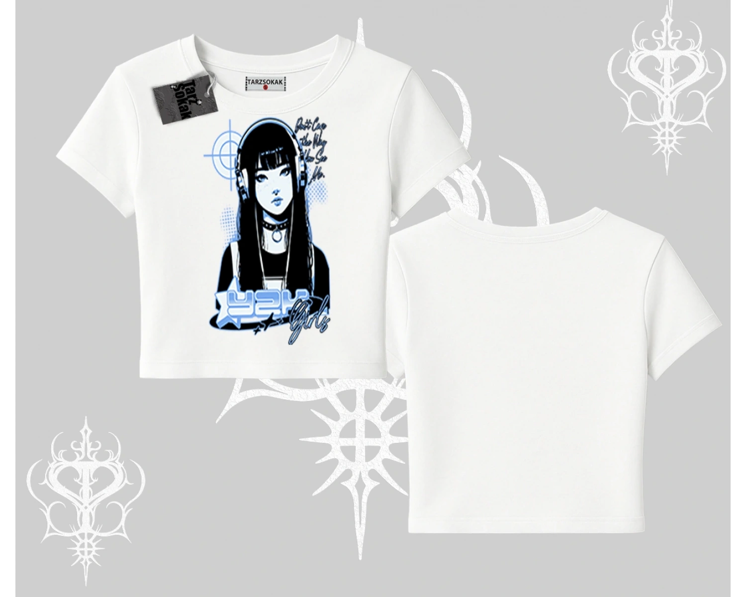 Babby Tee Tshirt Cyber Y2K Anime Girl Street Sound Aesthetic
