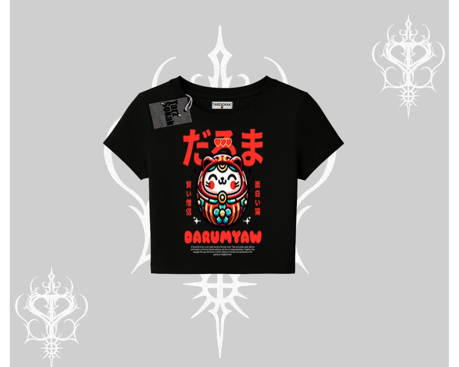 Babby Tee Tshirt Daruma Kedi Anime Baskılı