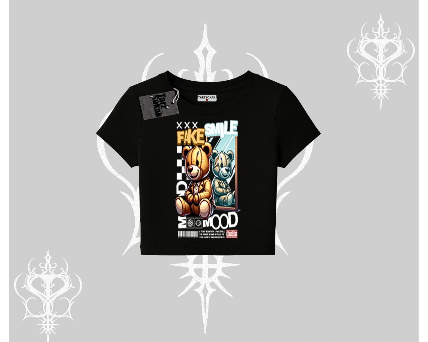 Babby Tee Tshirt Fake Smile Mood Ayıcık Grafik Baskılı