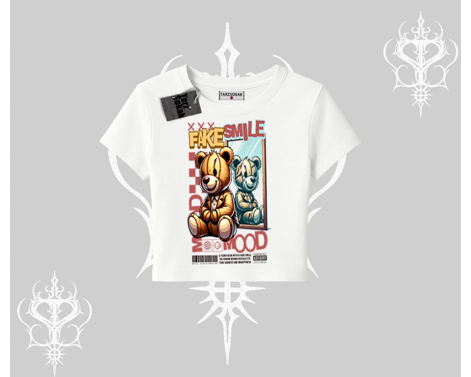 Babby Tee Tshirt Fake Smile Mood Ayıcık Grafik Baskılı