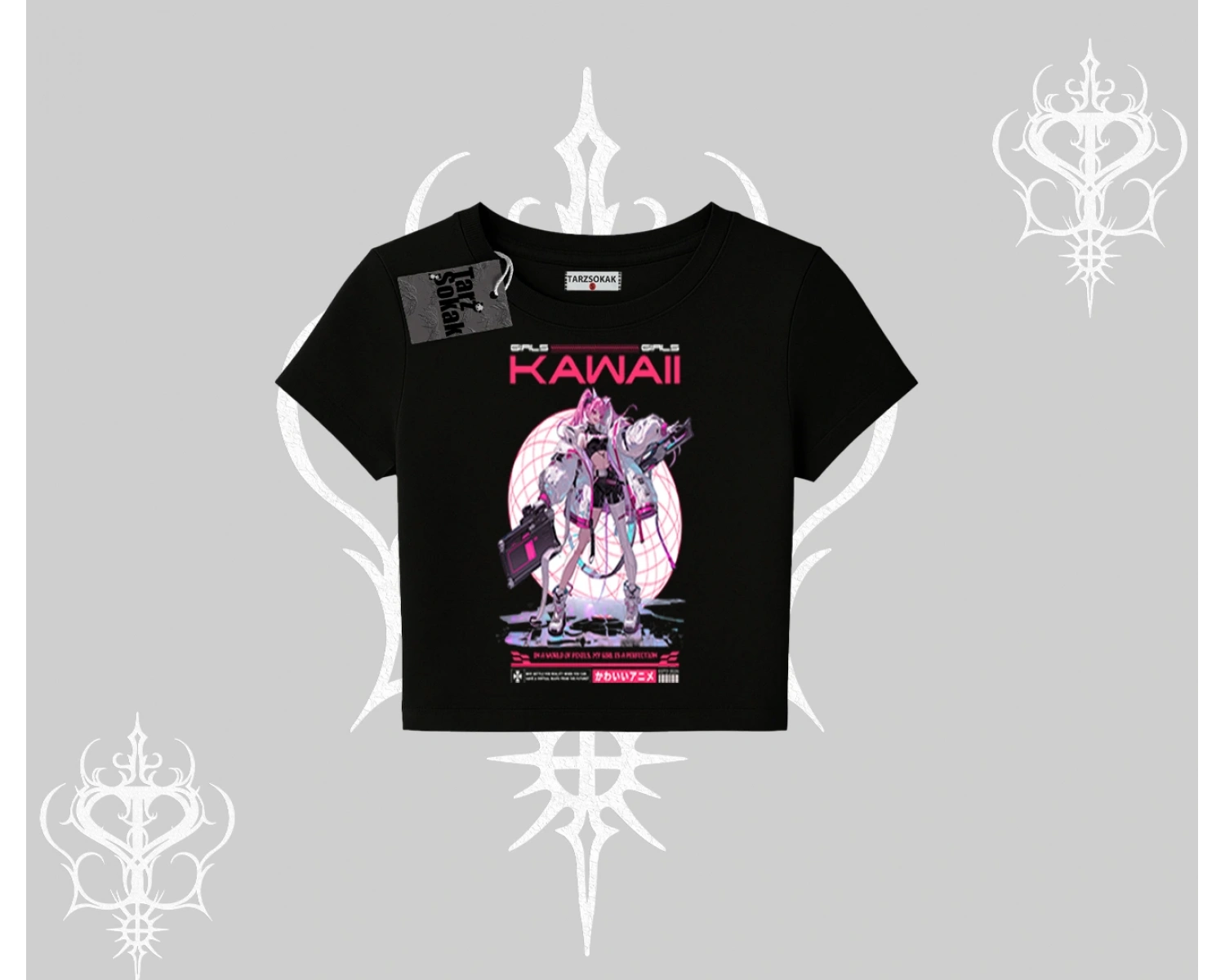 Babby Tee Tshirt Kawaii Cyberpunk Kız Japon Stil Baskı