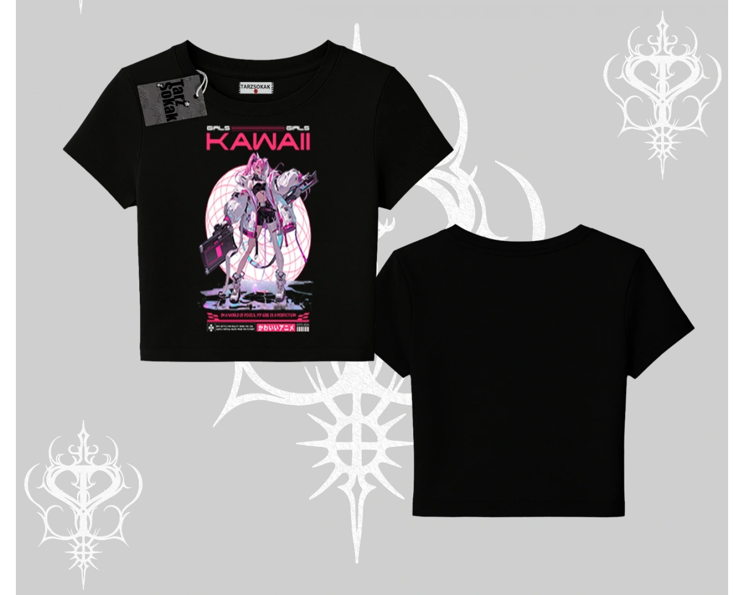 Babby Tee Tshirt Kawaii Cyberpunk Kız Japon Stil Baskı