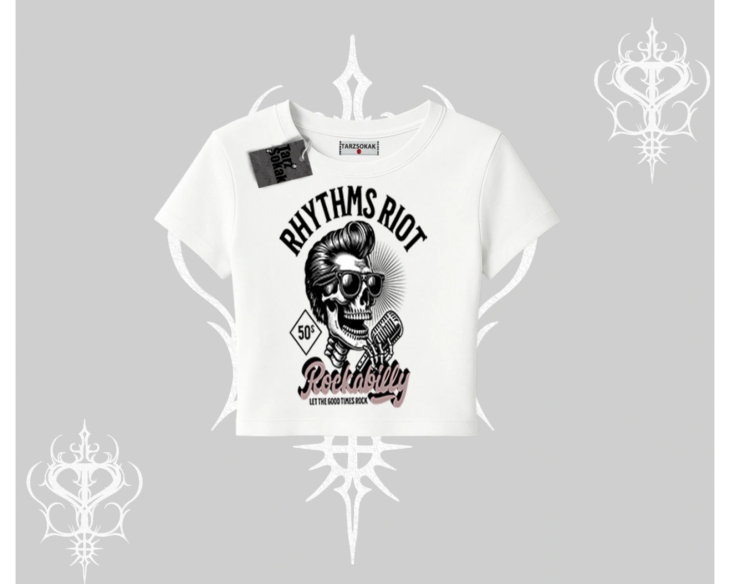 Babby Tee Tshirt Rhythms Riot Vintage Rockabilly Skull Street Aesthetic