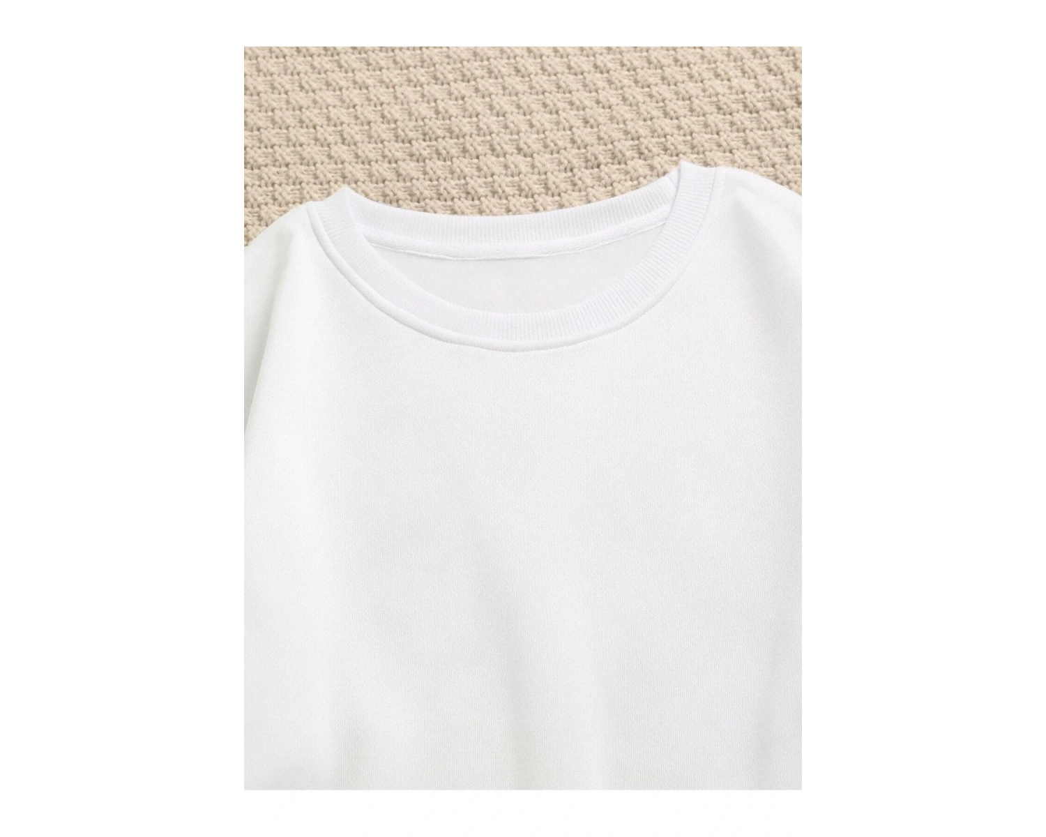 BALANCE Renkli Oversize Bisiklet Yaka Pamuklu Sweatshirt Beyaz