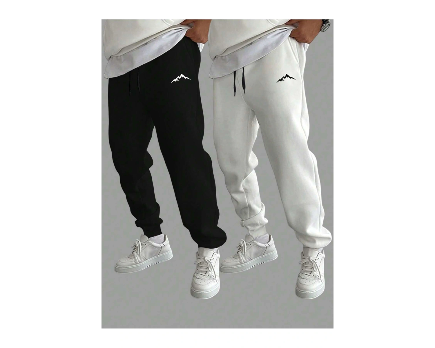 Basics 2pcs Mountain Print Drawstring Waist Eşofman Altı