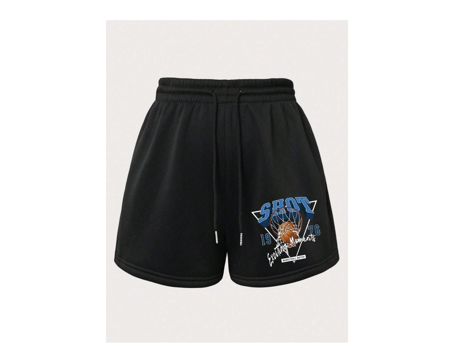 Basketball & Letter Graphic Drawstring Waist Şort