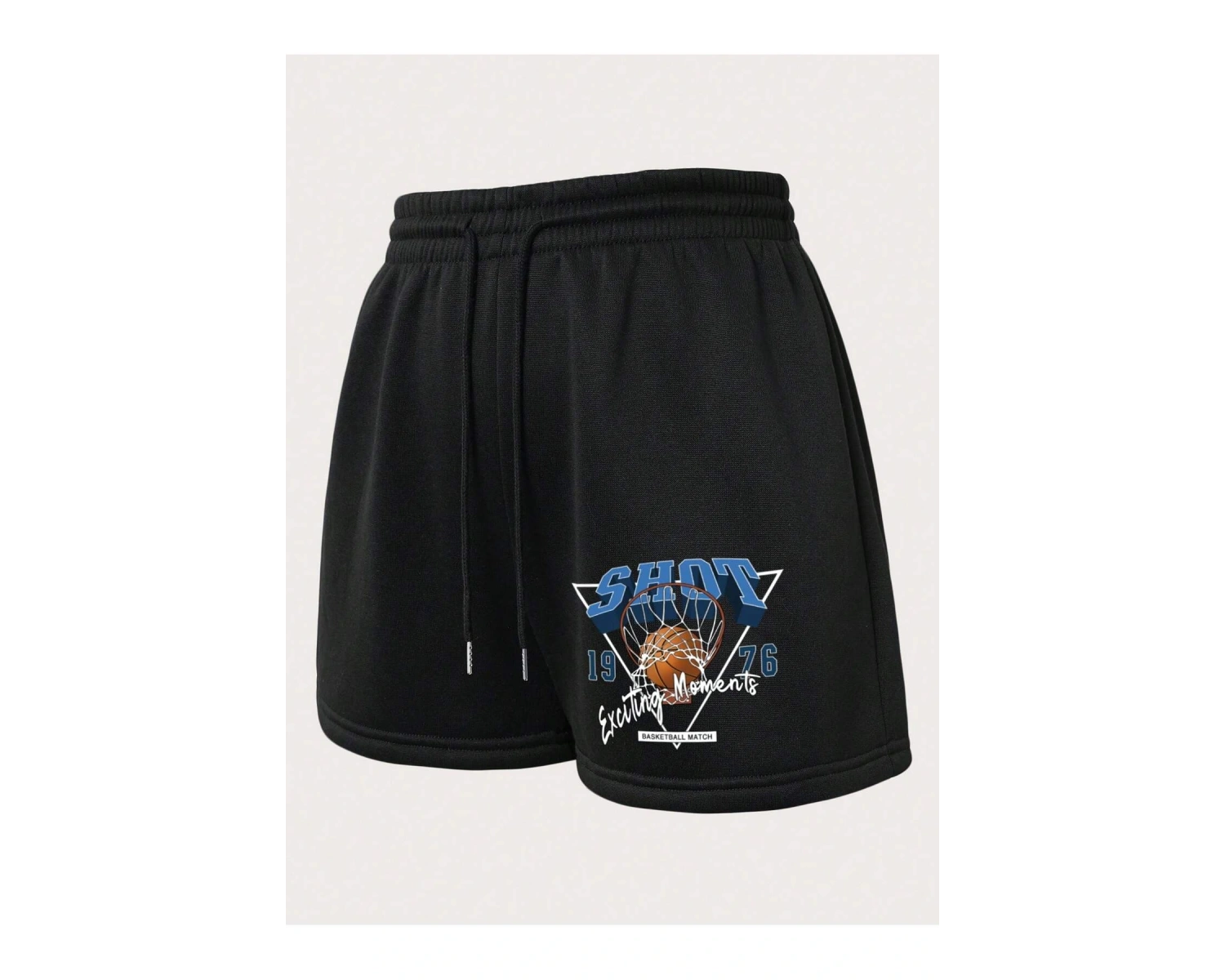 Basketball & Letter Graphic Drawstring Waist Şort
