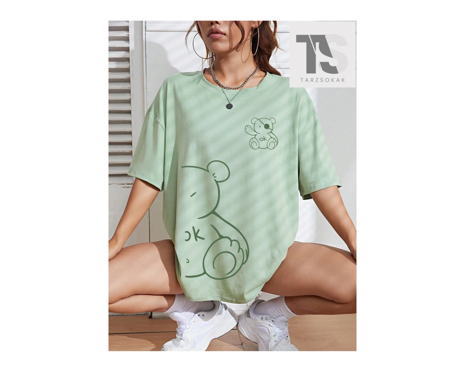 Basketbol & Letter Grafik Düşük Omuz Tişörtü