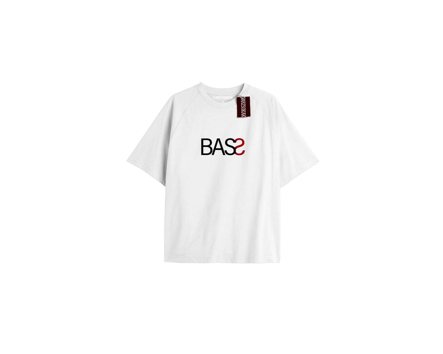 BASS Unisex Oversize Yazılı Tshirt BEYAZ