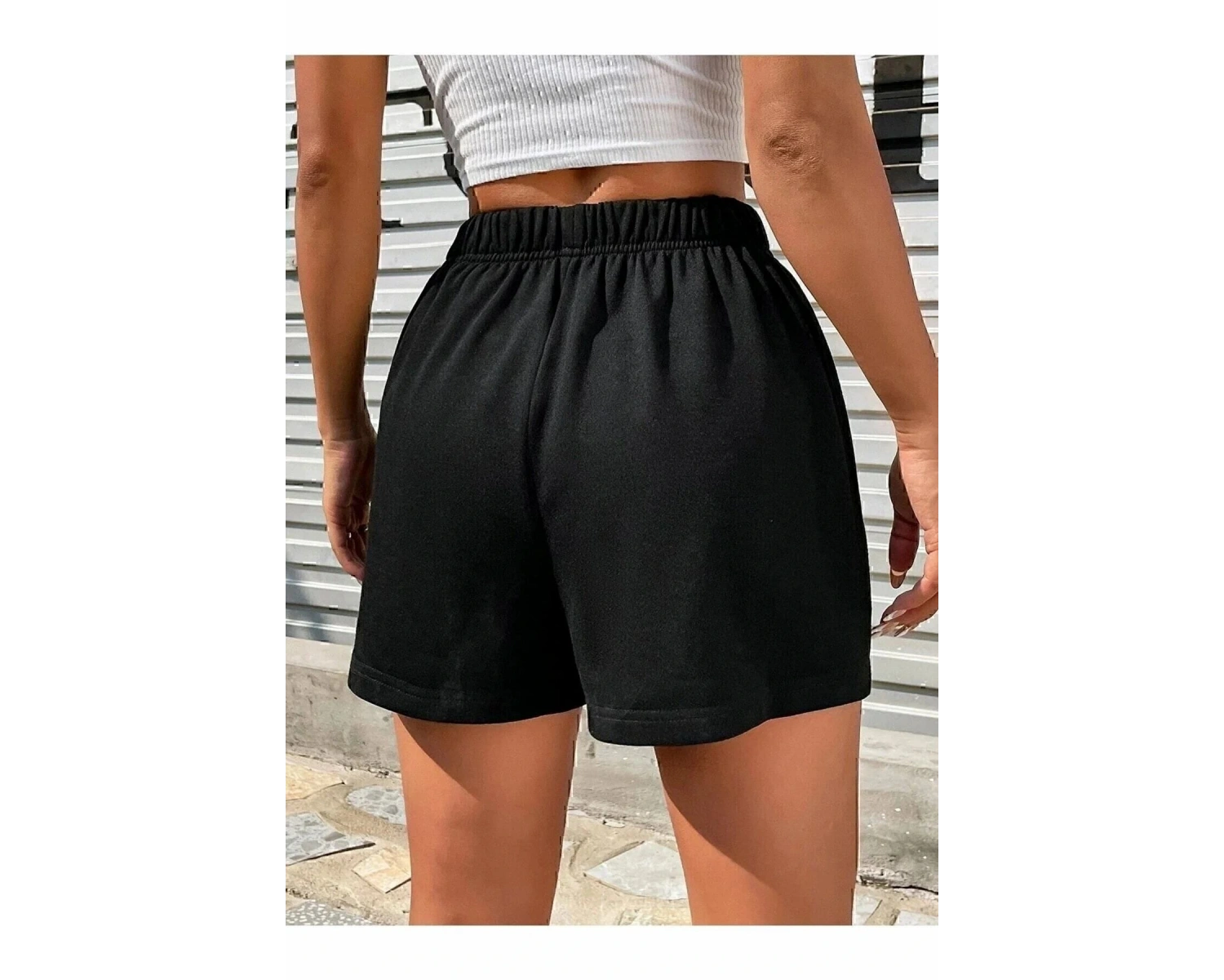 Bay Baskılı Kısa Kadın Şort Siyah Şort