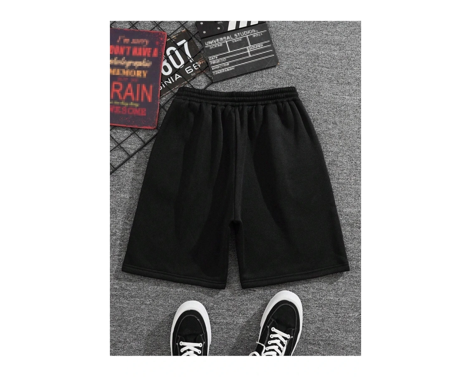 Bay Brooklyn New York Penye Şort - Siyah Baskılı Kısa