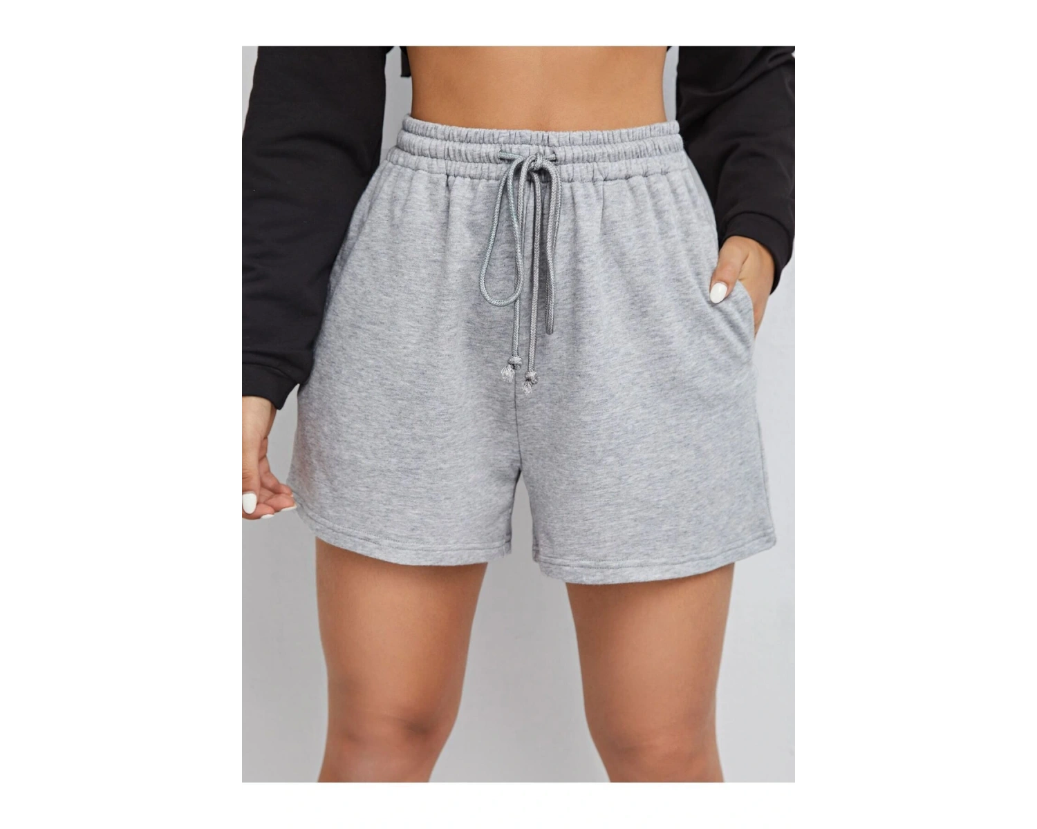 Bay Kadın 2li Siyah-Gri Düz Renk Penye Regular