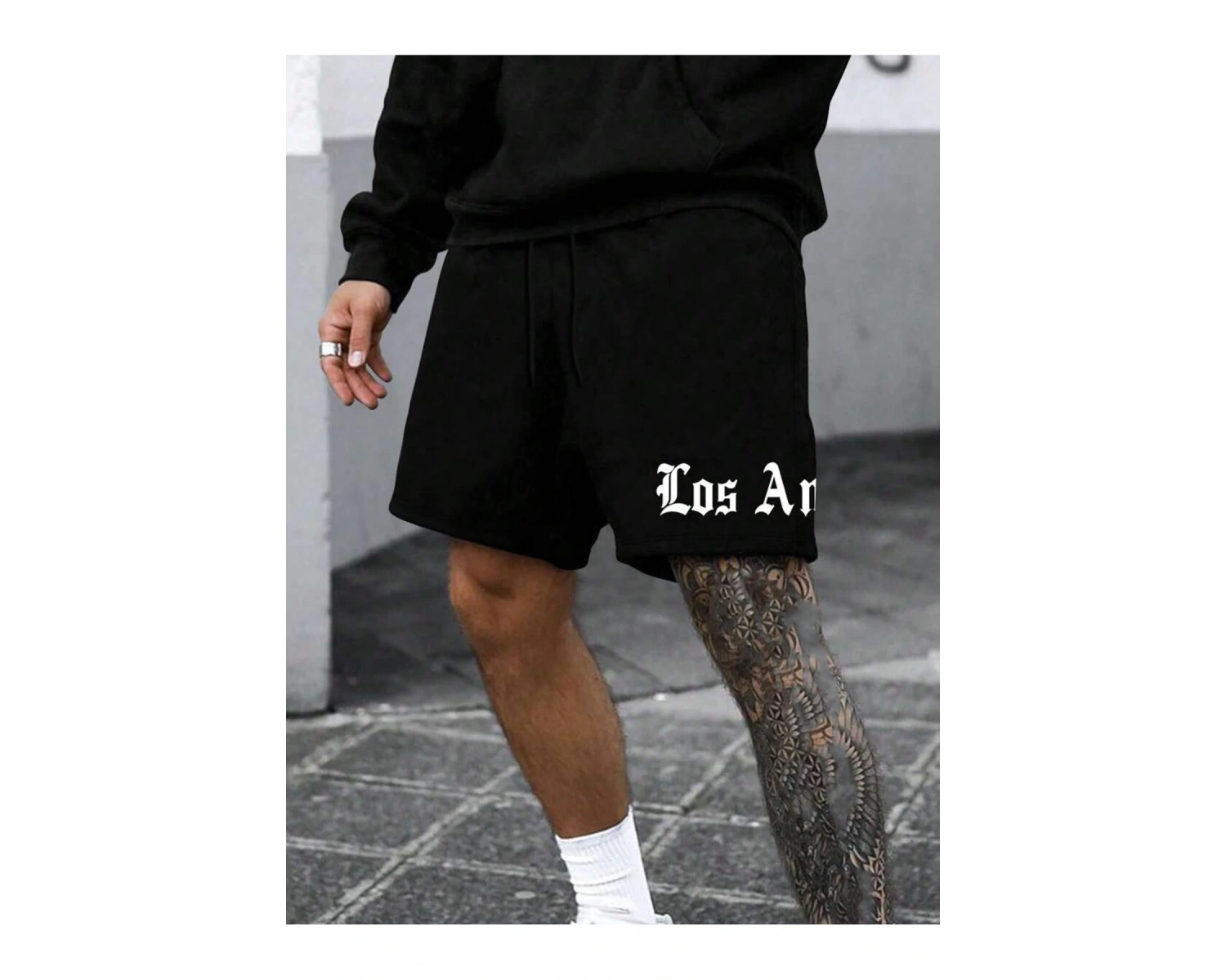 Bay Los Angeles Baskılı Cepli Penye