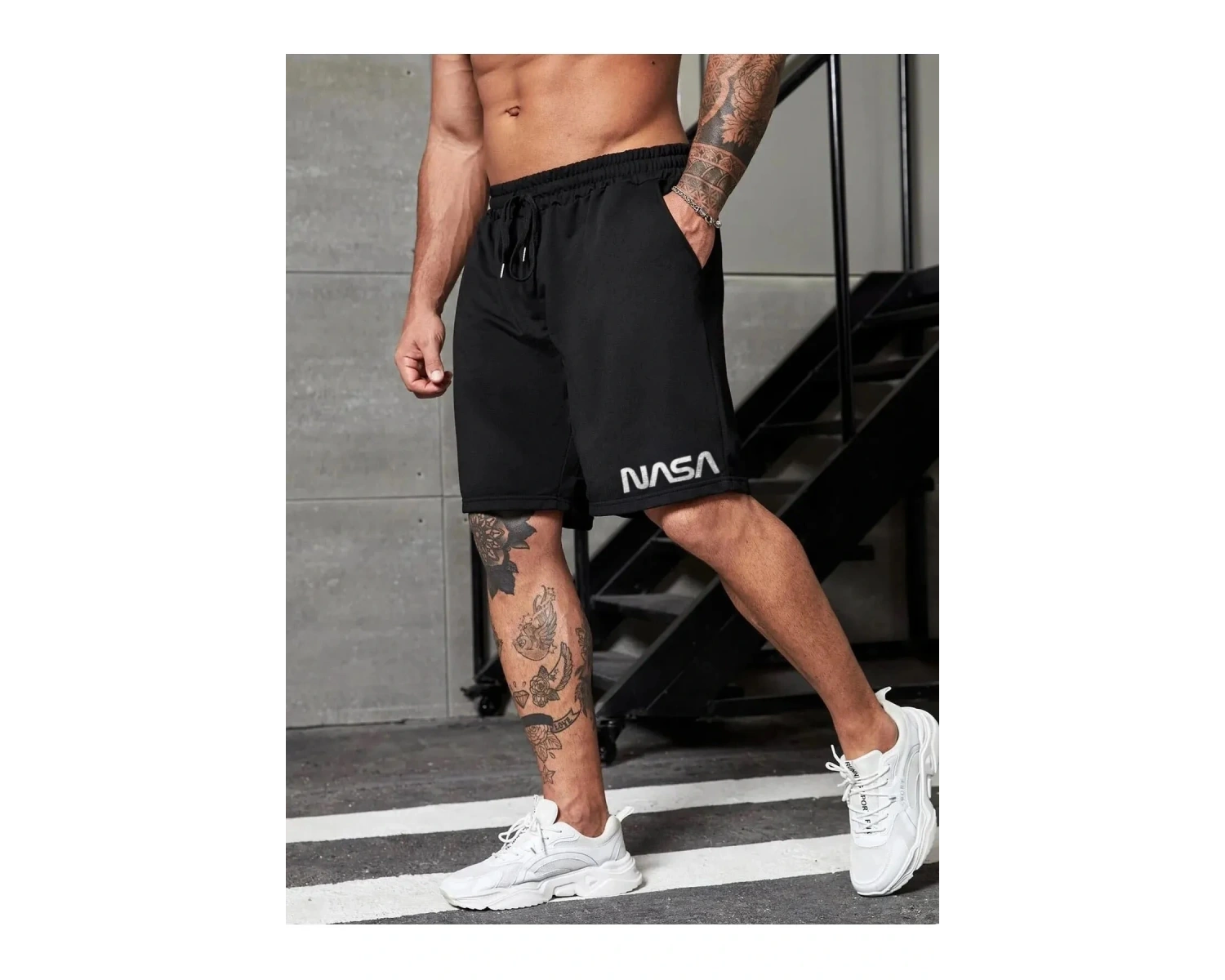 Bay NASA BASKILI MEVSİMLİK RAHAT ŞORT TER