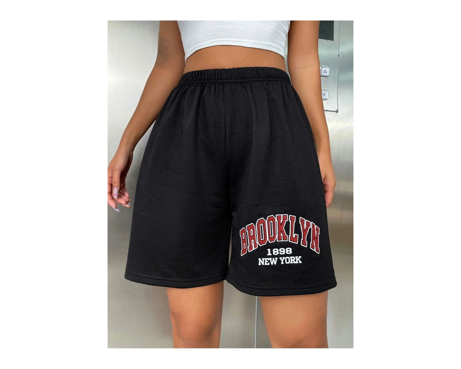 Bay Sweetline Brooklyn 1898 Penye Şort - Siyah Baskılı Kısa