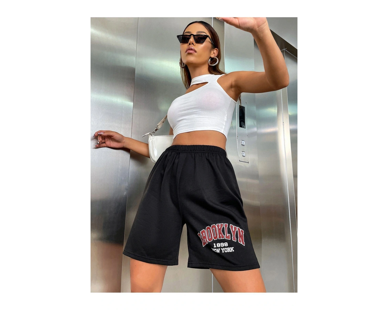 Bay Sweetline Brooklyn 1898 Penye Şort - Siyah Baskılı Kısa