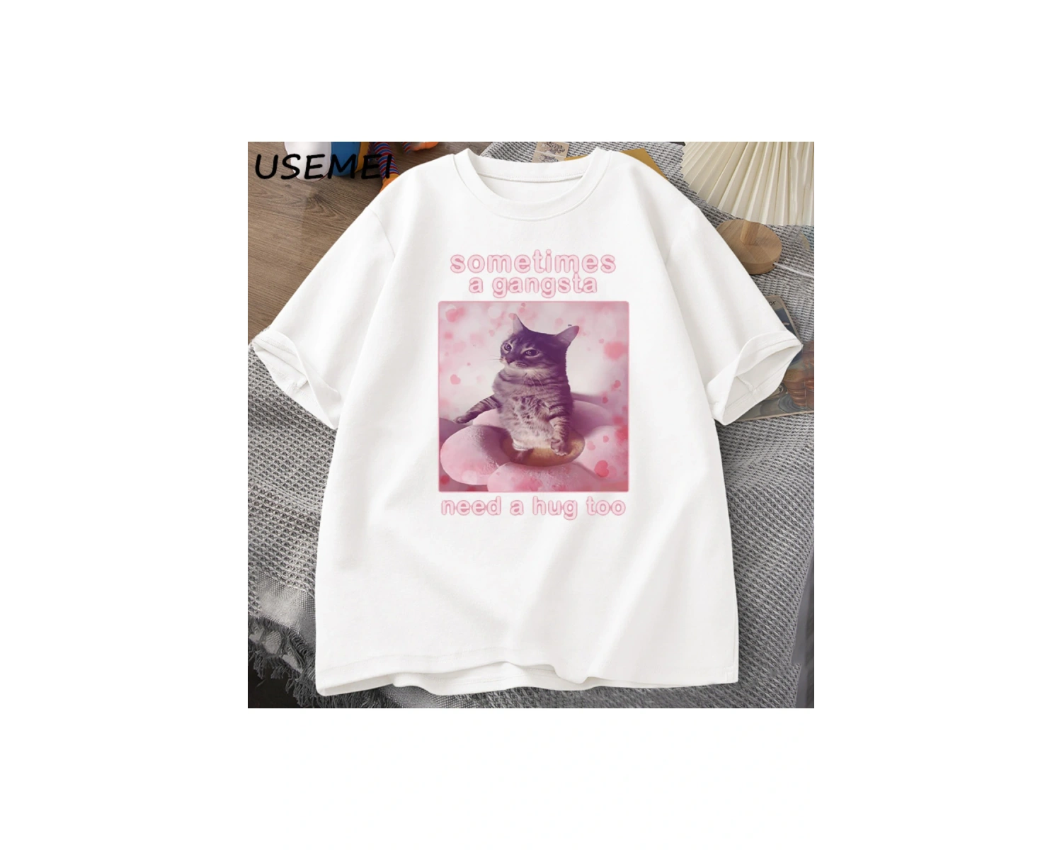 Bazen Bir Gangsta Bir Kucaklama İhtiyacı Var Komik Kedi Meme T-shirt Erkek Kadın Goofy Ahh T 2801