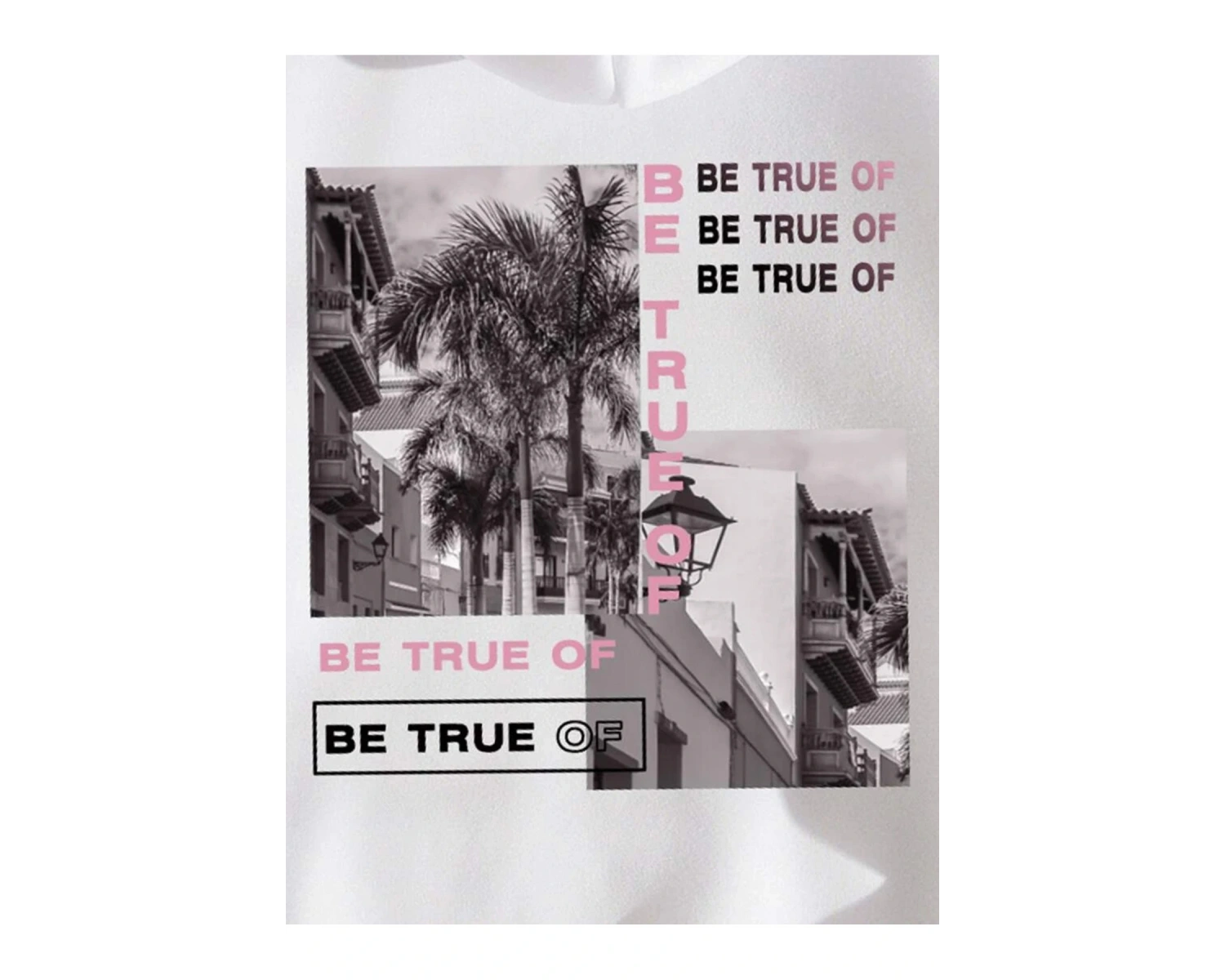 BE TRUE Renkli Oversize Kapüşonlu Sweatshirt Beyaz