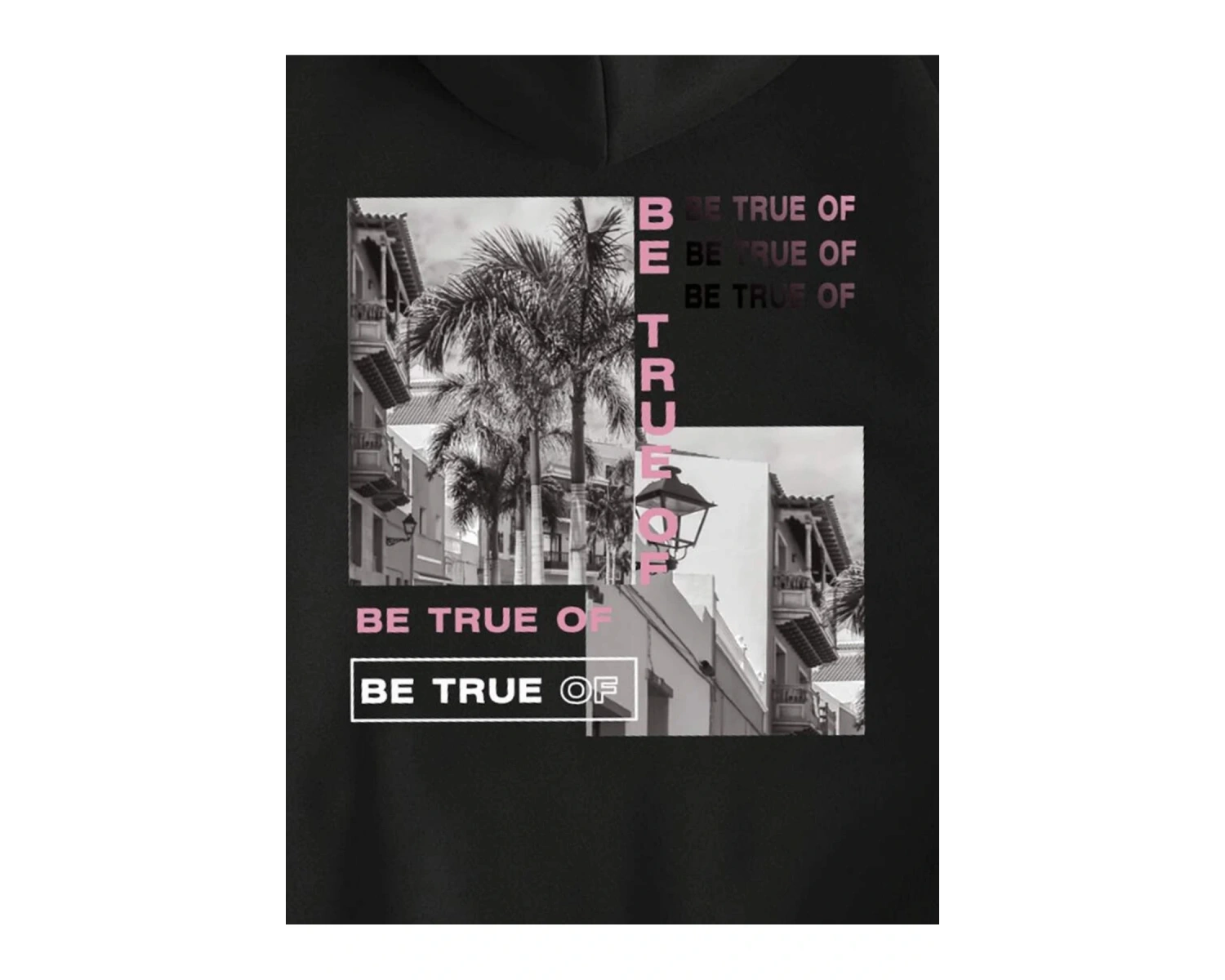 BE TRUE Renkli Oversize Kapüşonlu Sweatshirt Beyaz