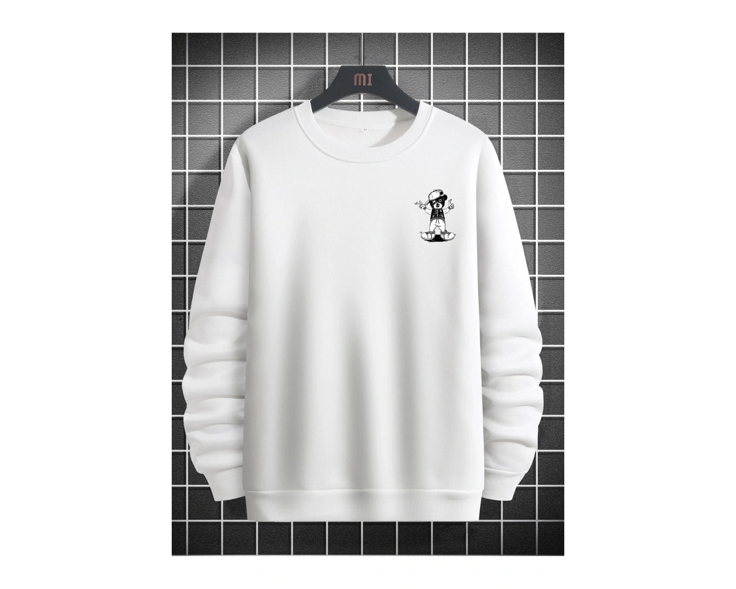 BEAR Oversize Bisiklet Yaka Pamuklu Sweatshirt Beyaz