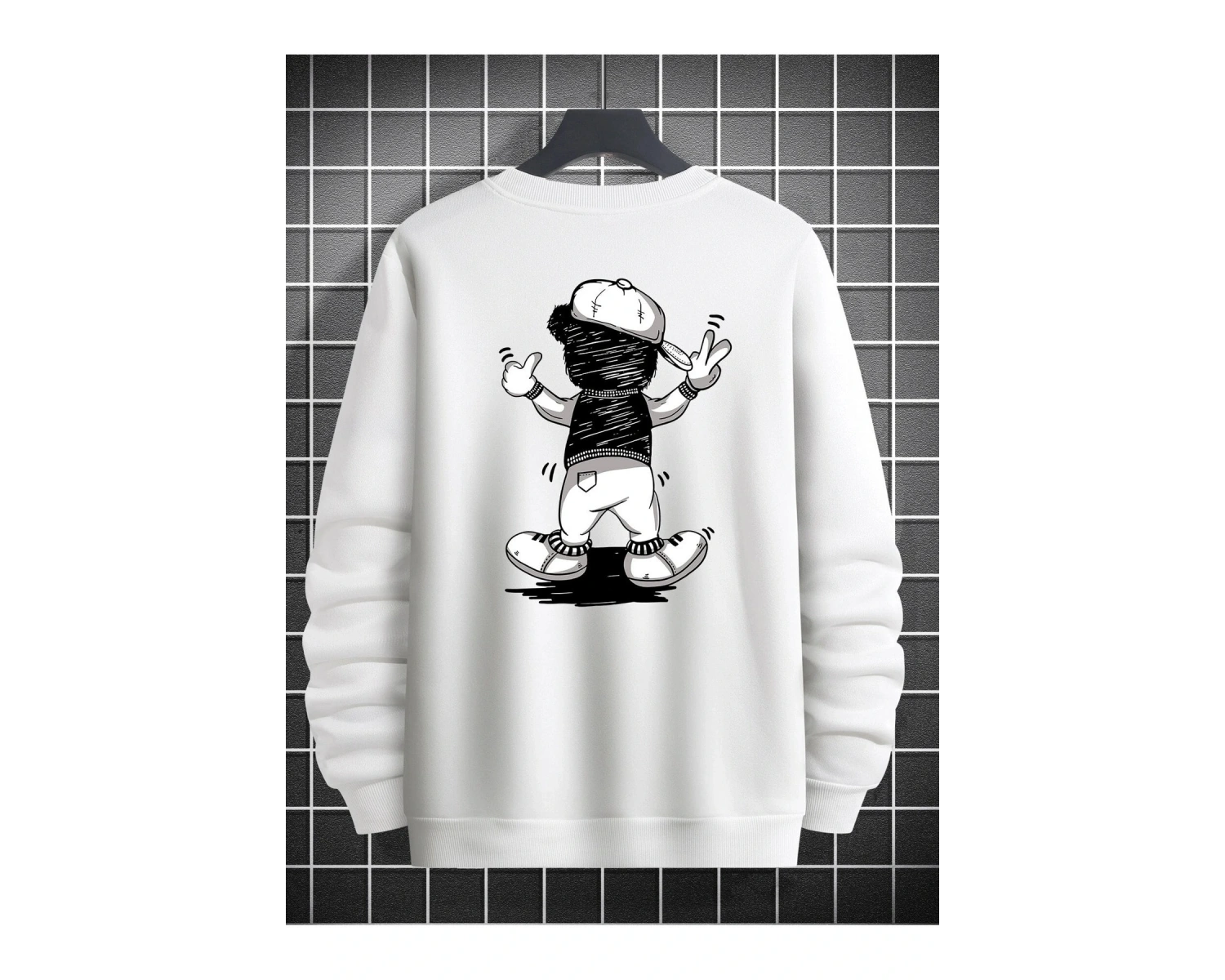 BEAR Oversize Bisiklet Yaka Pamuklu Sweatshirt Beyaz