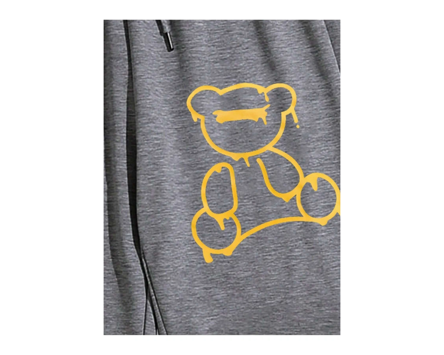 Bear Print Drawstring Waist 4 Mevsim Eşofman