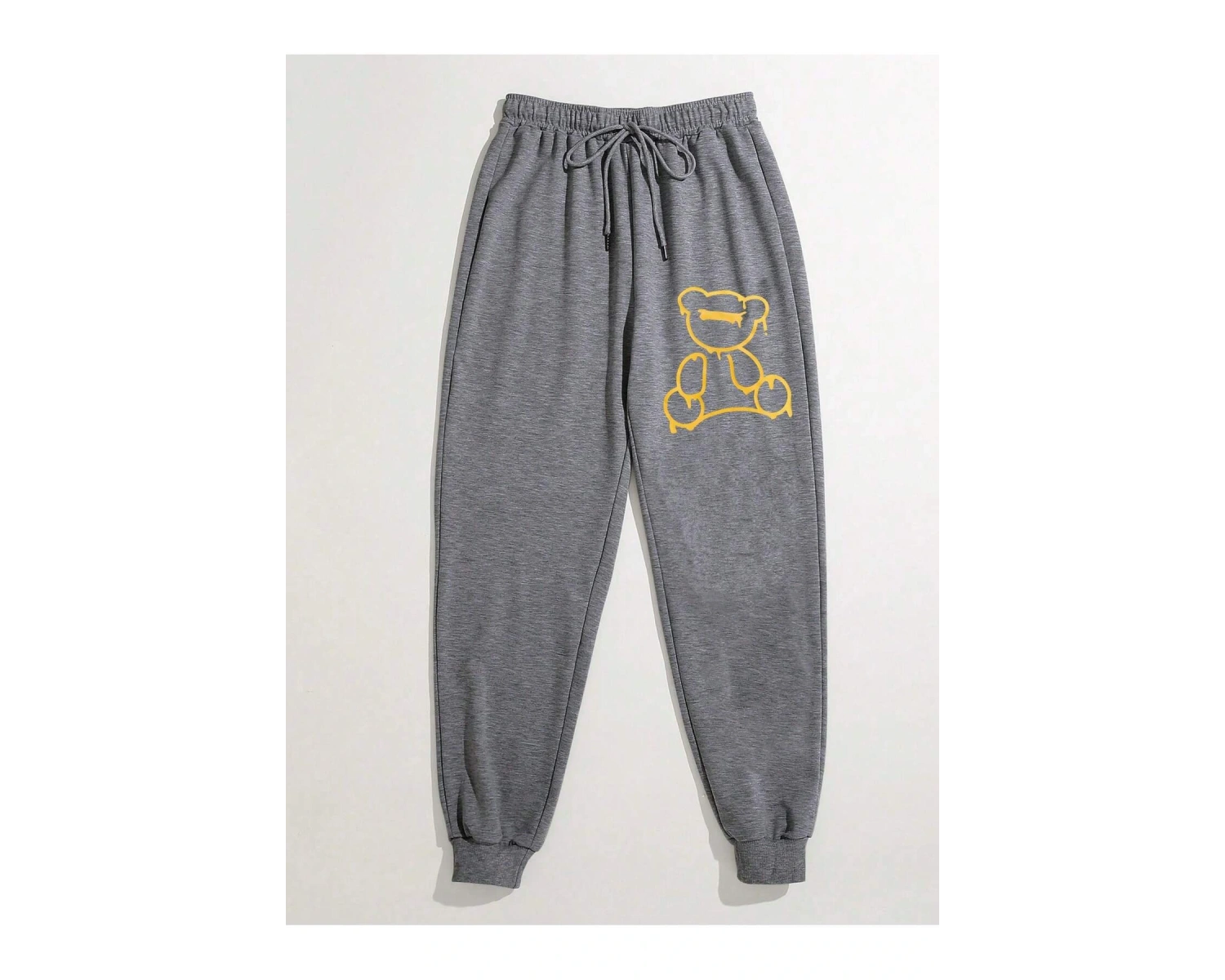 Bear Print Drawstring Waist 4 Mevsim Eşofman