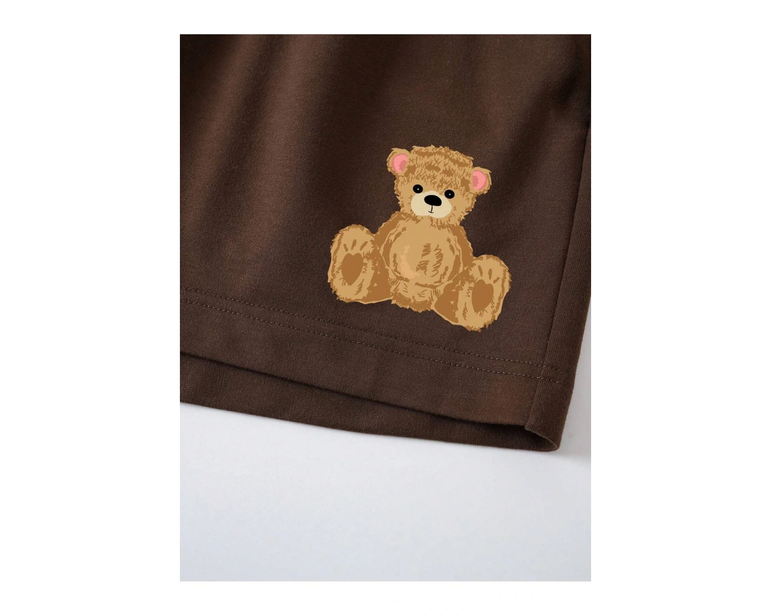 Bear Print Drawstring Waist Şort