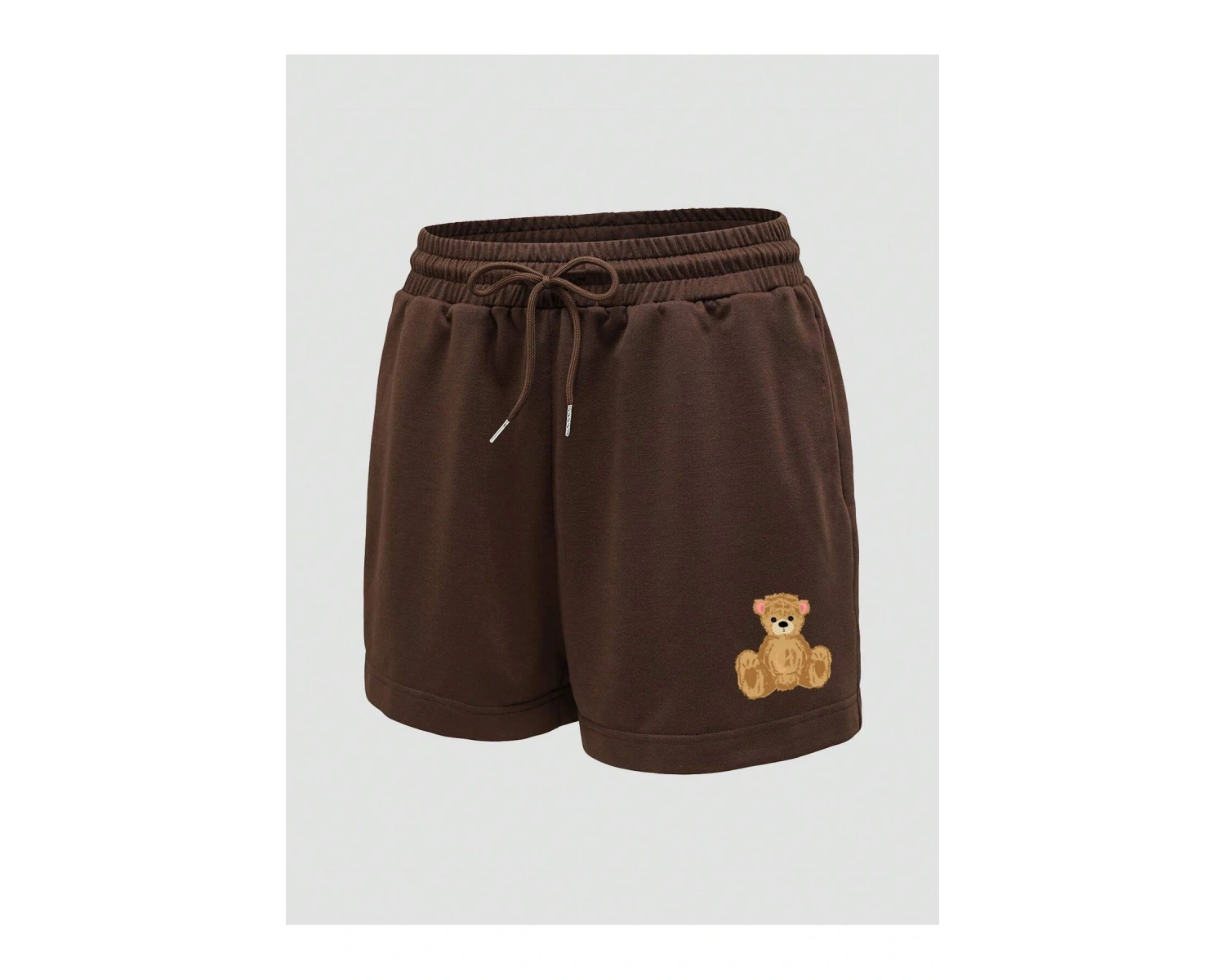 Bear Print Drawstring Waist Şort