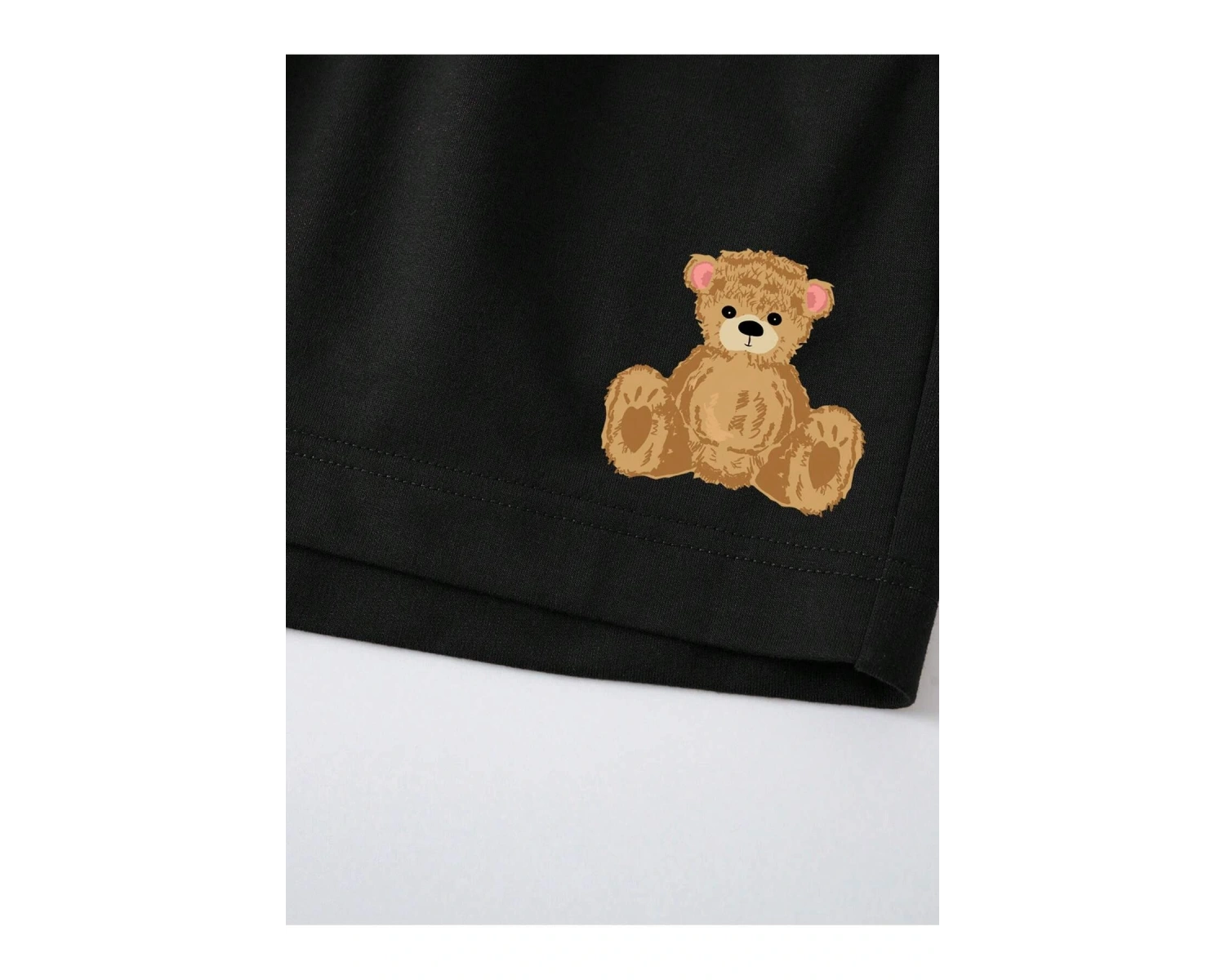 Bear Print Drawstring Waist Şort