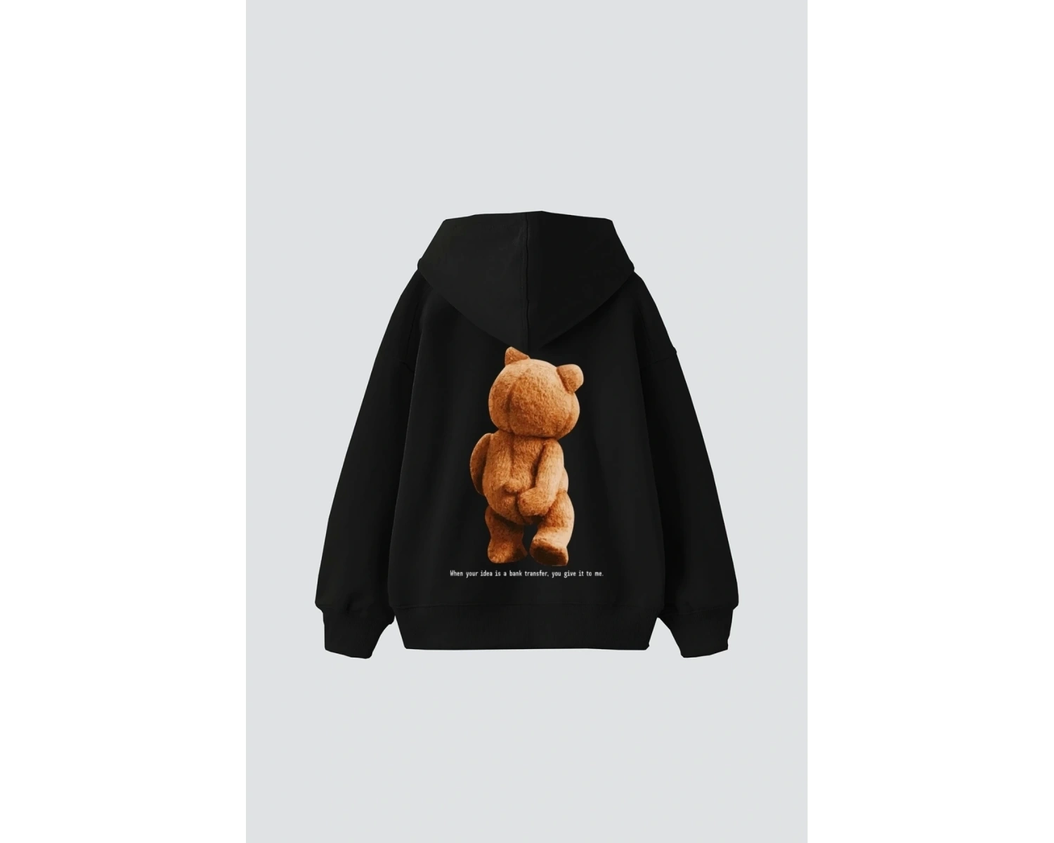 Bear Sırt Baskılı Oversize Unisex Beyaz