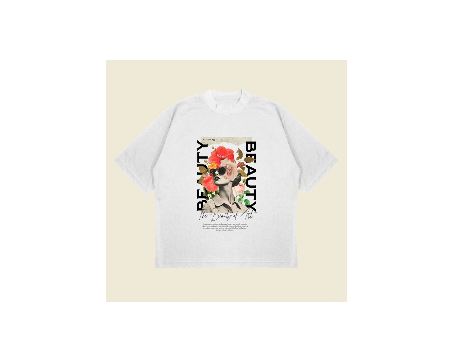 Beauty Baskılı Oversize Unisex Pamuklu Nefes Alan Kalın Kumaşlı