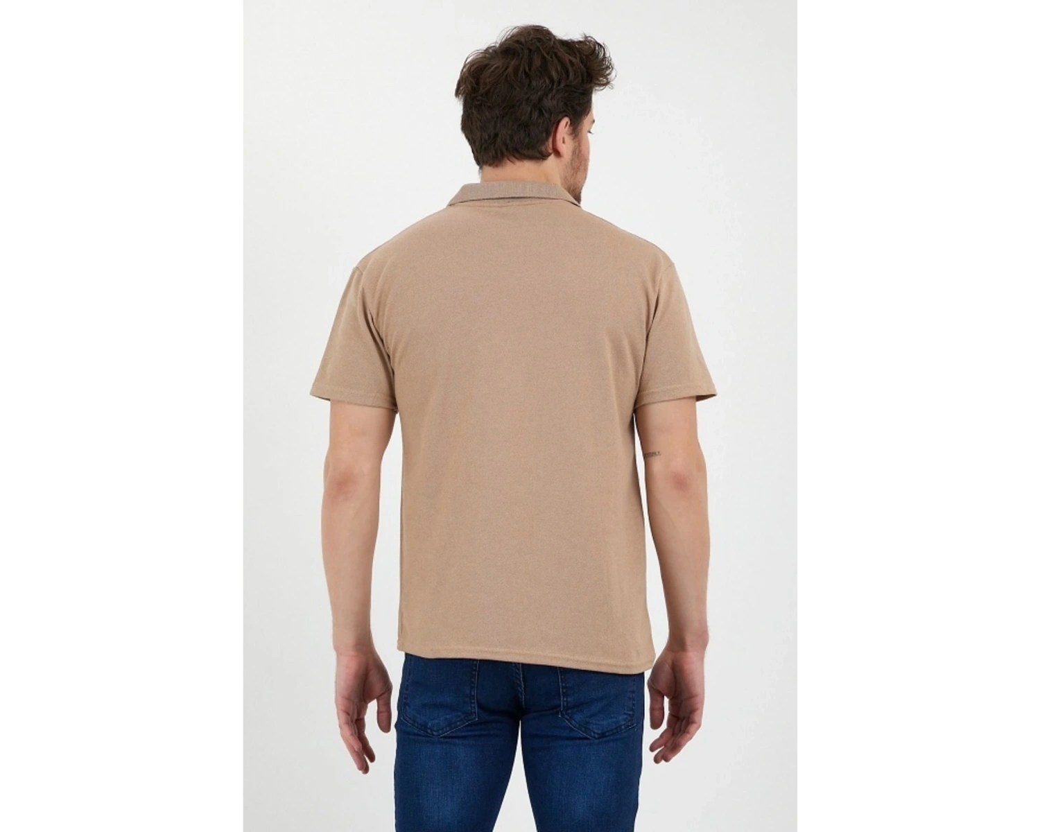 Bej Dar/slim Fitt Polo Yaka Tshirt