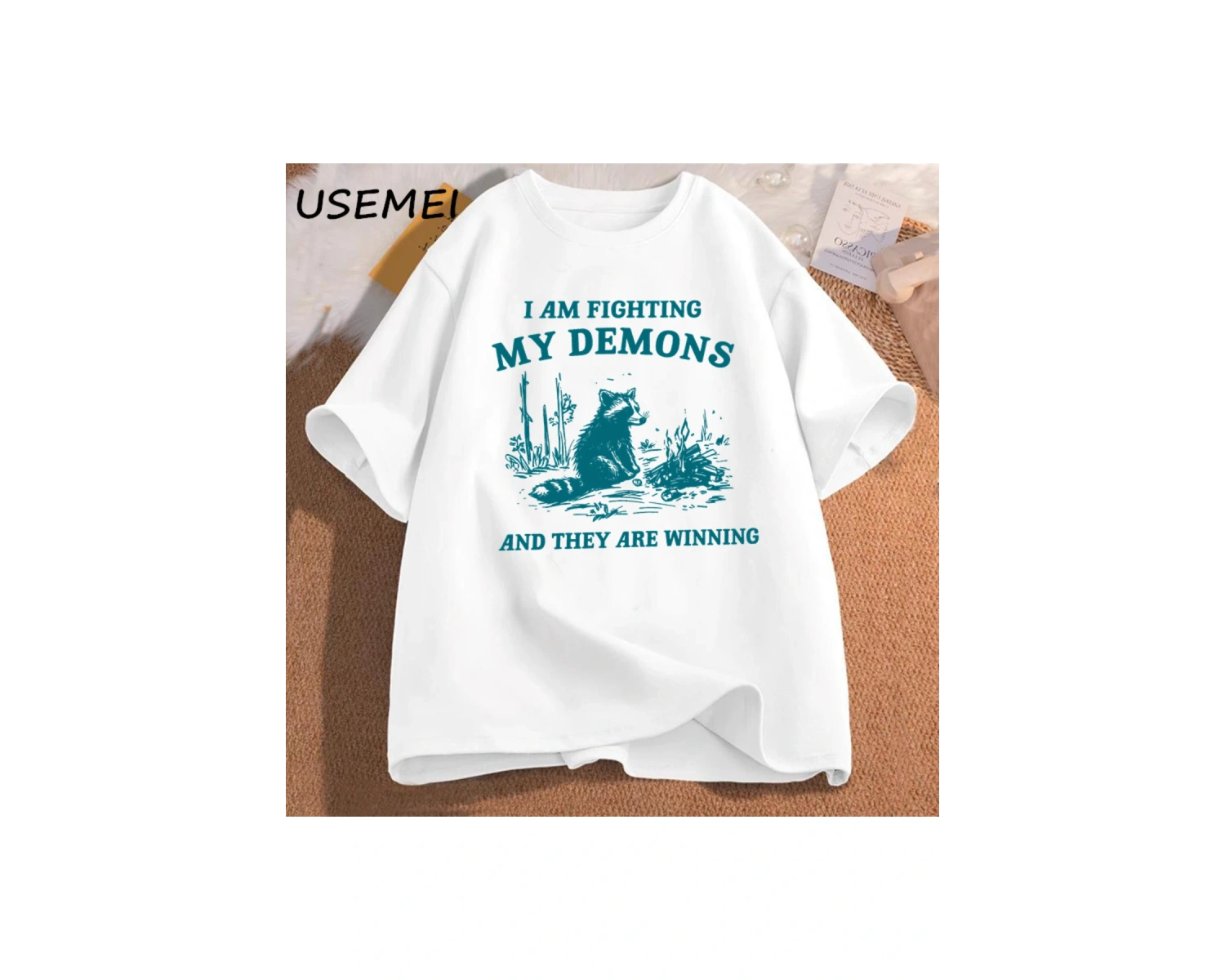 Ben benim Demons rakun Meme T shirt mücadele ediyorum komik grafik baskılı tişört erkek kadın 2856