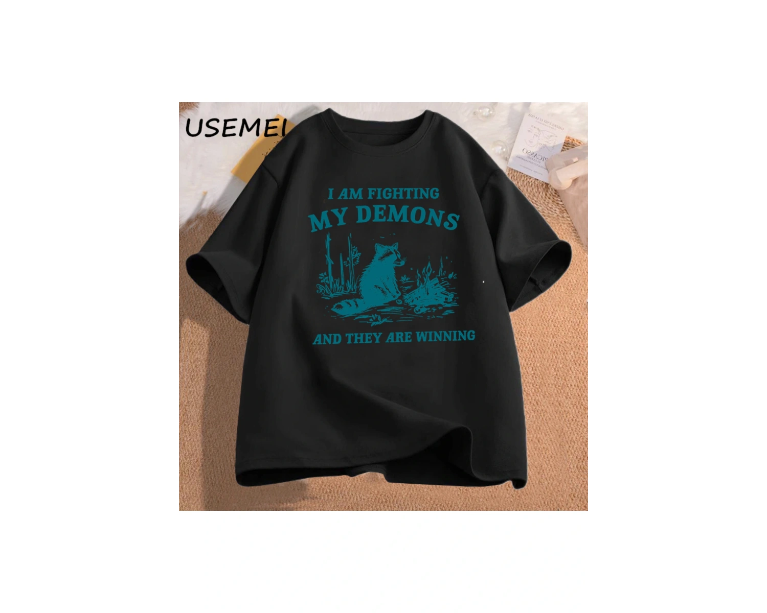 Ben benim Demons rakun Meme T shirt mücadele ediyorum komik grafik baskılı tişört erkek kadın 2856