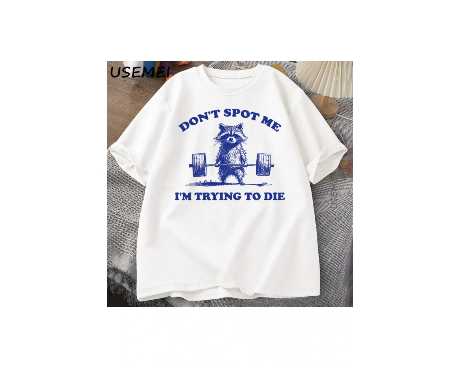 Beni Noktmayın Ben Ölmeye Çalışıyorum T Shirt Komik Rakun Halterci T-Shirt Rahat Kısa Kollu P 3081