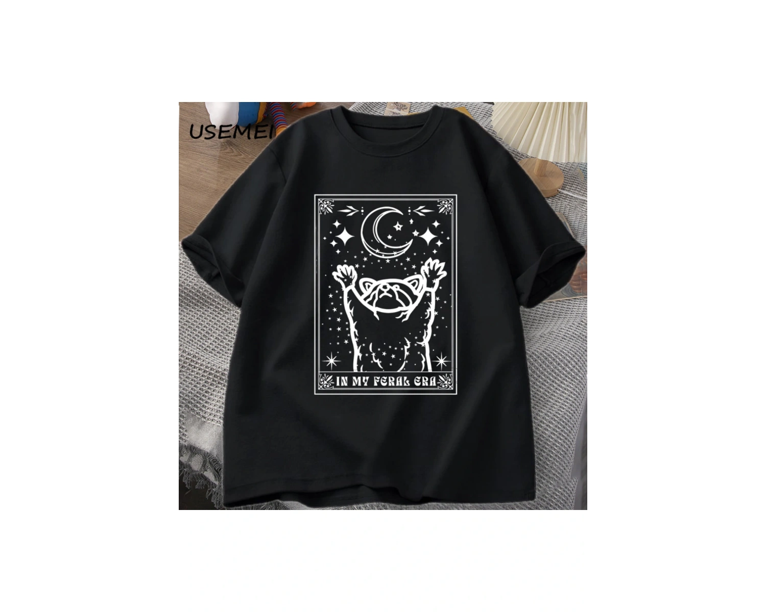 Benim Feral dönemi rakun T Shirt mistik ratshirt Tshirt Tarot kart baskı T-shirt yaz pamuk kı 2881
