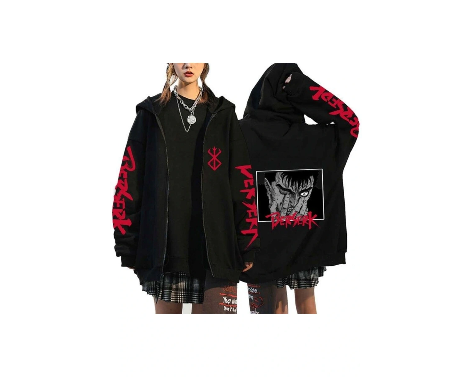 Berserk Fermuarlı Kapşonlu Hoodie Model436 12804