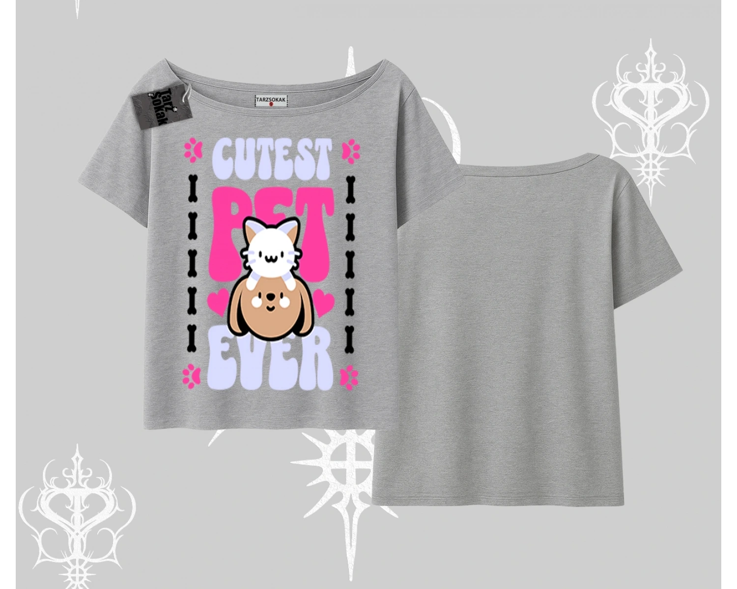 Best Pet Ever Baskılı Kayık Yaka Tshirt