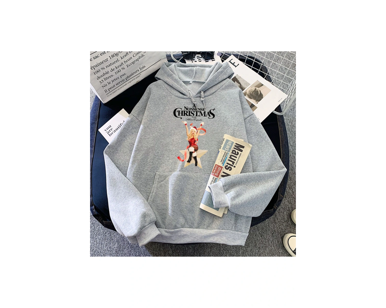 Beyaz A Nonsense Christmas with Sabrina Carpenter Hoodies Winter Comfortable