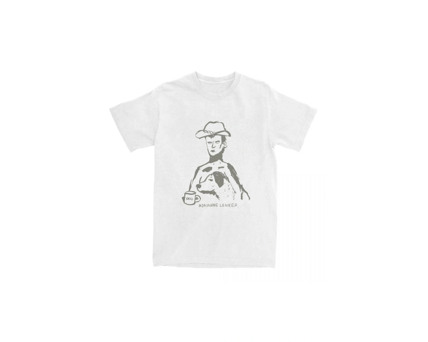 Beyaz Adrianne ve Oso Karikatür Baskı leri Şarkıcı Adrianne Lenker Yaz Yüksek K