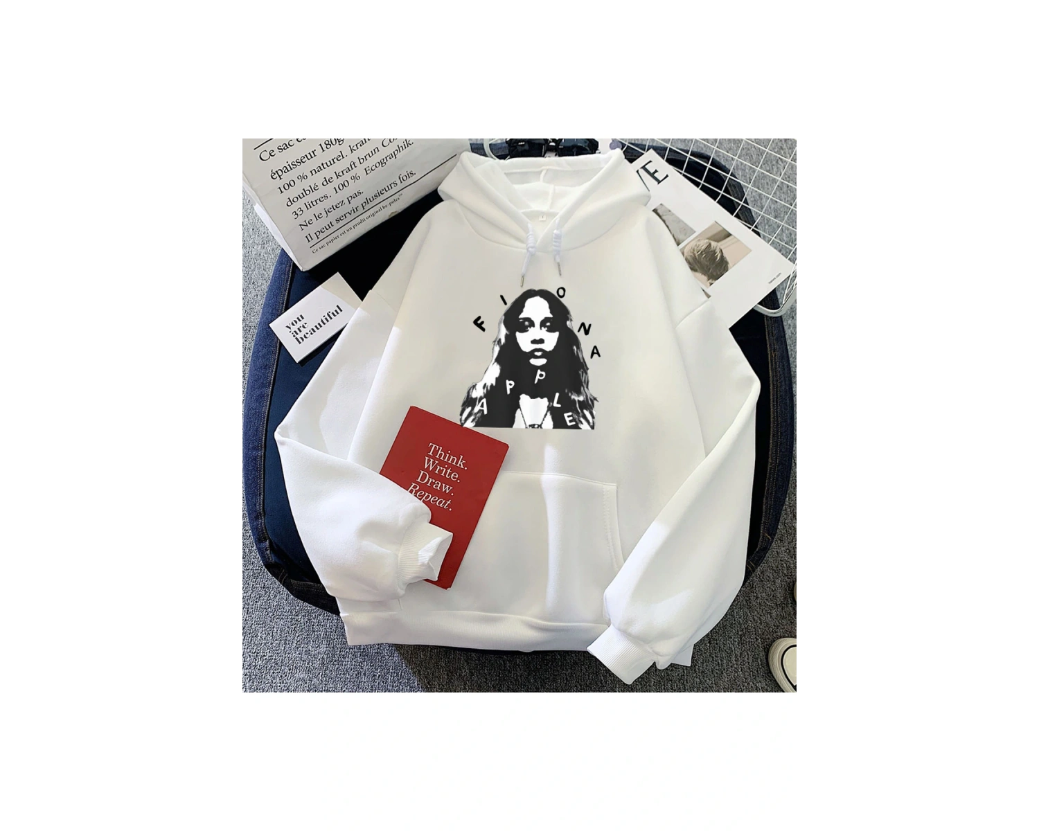 Beyaz Adriftfiona-apple kıcıHoodies Sudaderas eşofm