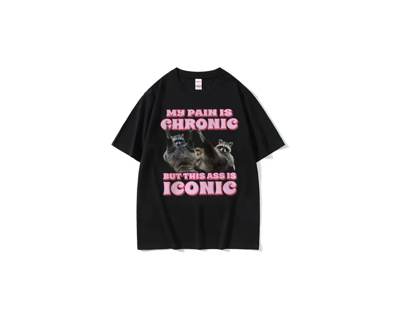 Beyaz Ağrıyım Kronik Ama Bu Göt İkonik Komik Rakun Meme Vintage Kawaii Ç