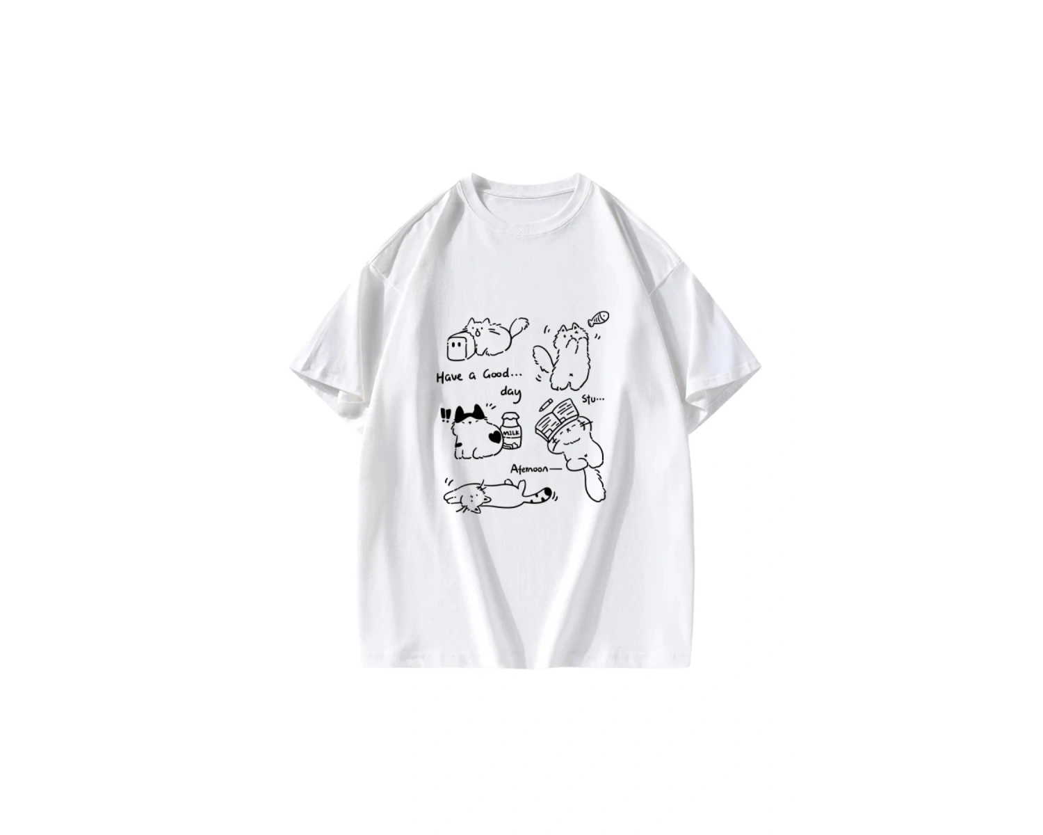 Beyaz Amerikan Kedi Ağır lar için Yeni Yaz Trendi Yarım Kollu Mark