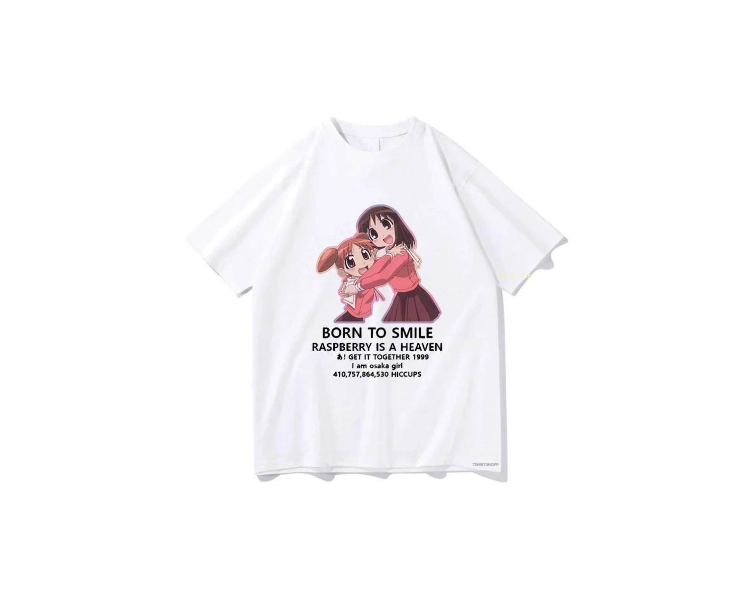 Beyaz Anime Azumanga Daioh Gülümseme Doğdu Tshirt Komik harajuku Unisex Vintage