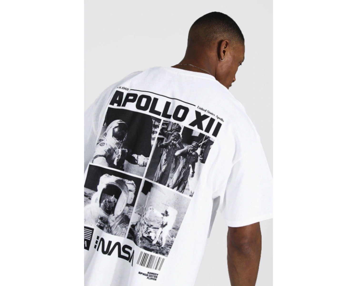 Beyaz Apollo Xıı Baskılı Oversize Tişört