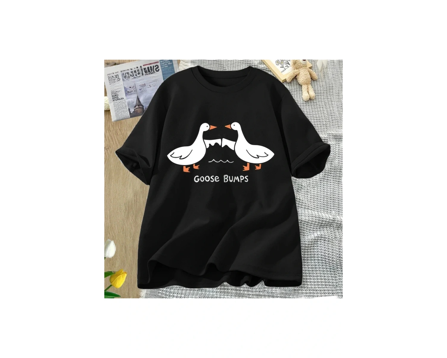 Beyaz Aptal Kaz Darbeleri Komik baskılı Yaz Gevşek