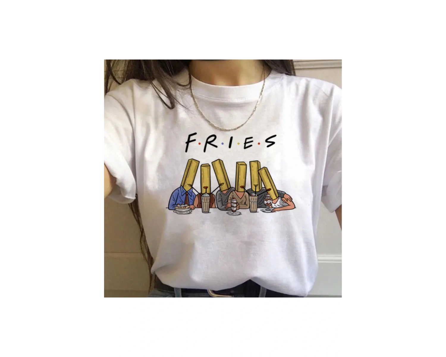 Beyaz Arkadaşlar TV Gösterisi harajuku Ullzang Karikatür Baskı 90s Grafi