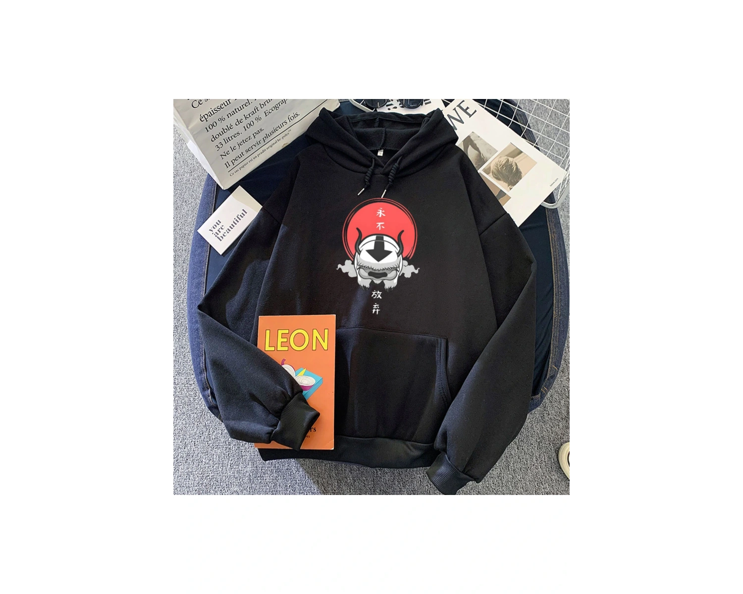 Beyaz Avatar son Airbender baskılar Hoodie pamuk yumuşak yüksek Casual m