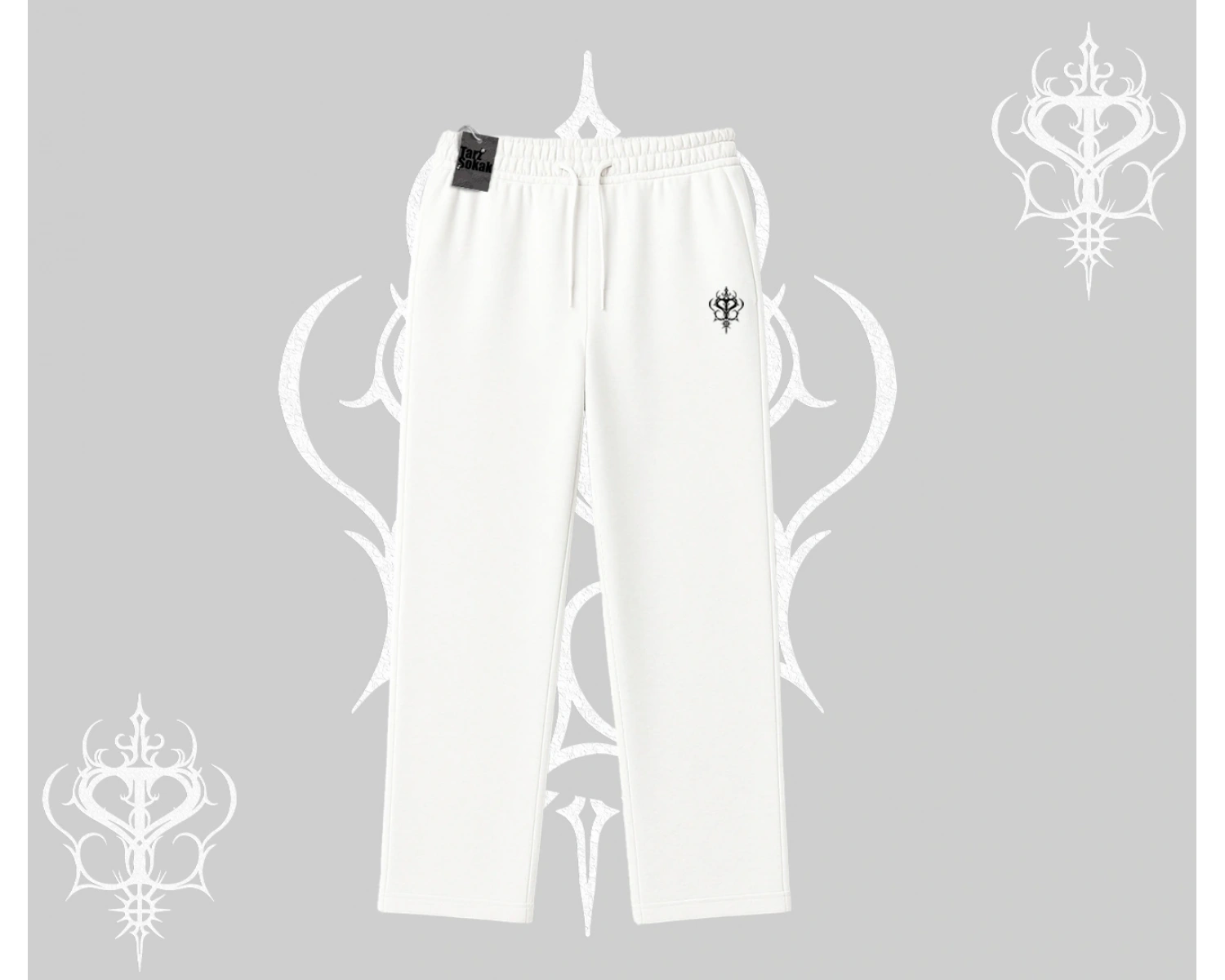 Beyaz Baggy Eşofman Altı Özel logolu